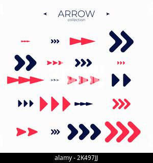 Semplice serie di icone a freccia. Set di icone del vettore freccia. Elementi di base dell'interfaccia utente freccia. Per Grafica Web. Vettore Illustrazione Vettoriale
