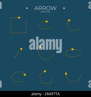 Serie di frecce. Raccolta di vettori frecce. Frecce di direzione. Set di simboli. Frecce isolate Illustrazione Vettoriale