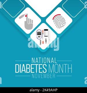 Il mese nazionale del diabete è osservato ogni anno nel mese di novembre, è la principale campagna globale di sensibilizzazione focalizzata sul diabete. Illustrazione vettoriale Illustrazione Vettoriale