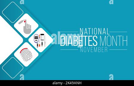 Il mese nazionale del diabete è osservato ogni anno nel mese di novembre, è la principale campagna globale di sensibilizzazione focalizzata sul diabete. Illustrazione vettoriale Illustrazione Vettoriale