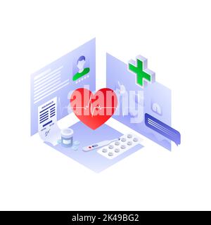 Illustrazione della Guida medica personale. Cartella clinica del paziente. Modello bianco. Illustrazione vettoriale Illustrazione Vettoriale