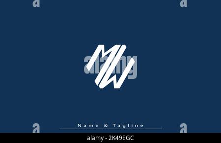 Lettere alfabetiche iniziali logo monogramma MW , WM Illustrazione Vettoriale