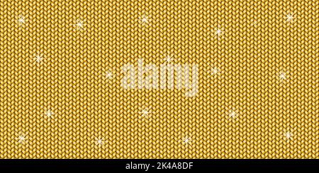 Sfondo da favola con stelle brillanti. Motivo a maglia color oro Foto Stock