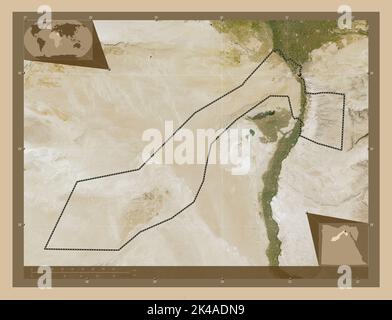 Al Jizah, governatorato dell'Egitto. Mappa satellitare a bassa risoluzione. Mappe delle posizioni ausiliarie degli angoli Foto Stock