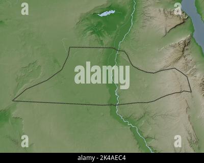 Al Minya, governatorato dell'Egitto. Mappa dell'altitudine colorata in