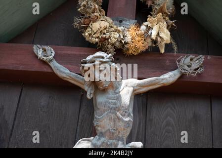 Gesù sulla croce, Lagundo Waalweg, Lagundo, Alto Adige, Italia Foto Stock