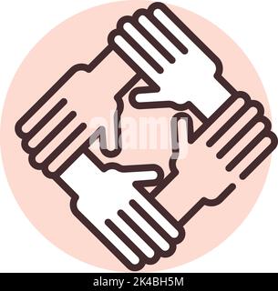 Carità e donazione uguaglianza umana, illustrazione, vettore su sfondo bianco. Illustrazione Vettoriale