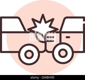 Car crash, illustrazione, vettore su sfondo bianco. Illustrazione Vettoriale