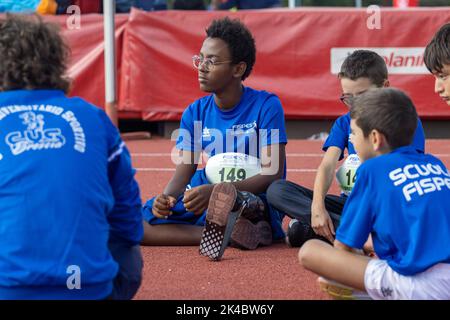 Pista di atletica Gabre Gabric, Brescia, Italia, 01 ottobre 2022, Ephrem Bona durante i Campionati Italiani di Paratletica - finali nazionali - Atletica Italiana Foto Stock