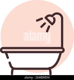 Doccia idraulica, illustrazione, vettore su sfondo bianco. Illustrazione Vettoriale