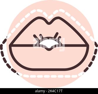 Chirurgia delle labbra, illustrazione, vettore su sfondo bianco. Illustrazione Vettoriale