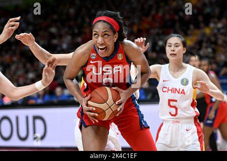 Sydney, Australia. 1st ottobre 2022; Sydney, Homebush, nuovo Galles del Sud, Australia, Women's World Cup Basketball: Final USA versus China, A'Ja Wilson of USA Credit: Action Plus Sports Images/Alamy Live News Foto Stock