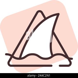 Segnale di avvertimento squali, illustrazione, vettore su sfondo bianco. Illustrazione Vettoriale