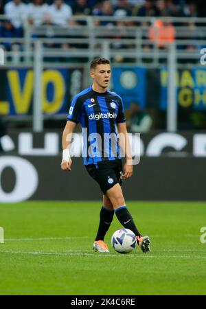 Kristian Allani del FC Inter durante la Serie A italiana, partita di calcio tra il FC Inter e AS Roma il 1 ottobre 2022 allo stadio San Siro di Milano. Foto Nderim Kaceli Foto Stock