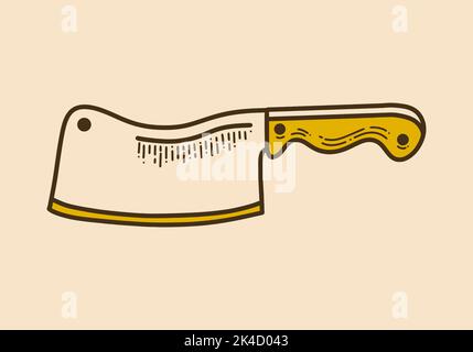 Design di colore giallo marrone di un coltello da macellaio Illustrazione Vettoriale