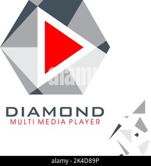 logo del lettore multimediale a tema di diamanti vettoriali Illustrazione Vettoriale