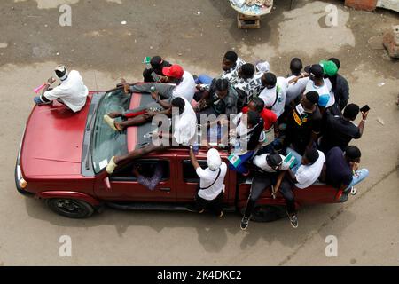 Lagos, Nigeria 1st ottobre 2022 sostenitori (alias obbediente) di Peter OBI, candidato presidenziale del Partito laburista alle elezioni presidenziali del 2023, si tengono un raduno a Ikeja, Lagos, Nigeria, sabato 1 ottobre, 2022. Foto di Adekunle Ajayi Credit: Adekunle Ajayi/Alamy Live News Foto Stock