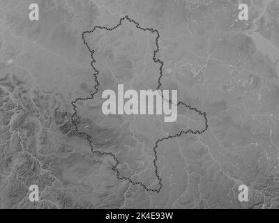 Sachsen-Anhalt, stato della Germania. Mappa in scala di grigi con laghi e fiumi Foto Stock