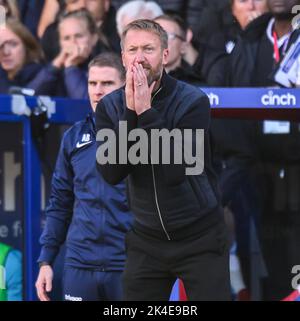 Londra, Regno Unito. 01st Ott 2022. 01 Ott 2022 - Crystal Palace / Chelsea - Premier League - Selhurst Park Chelsea Manager Graham Potter durante la partita della Premier League contro Crystal Palace. Picture Credit: Notizie dal vivo su Mark Pain/Alamy Foto Stock