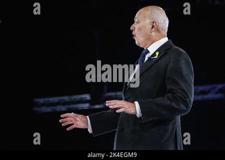 Iain Duncan Smith., MP Chingford e Woodford Green, parla alle ultime marchette nella gara di leadership del Partito conservatore, Londra, Regno Unito Foto Stock