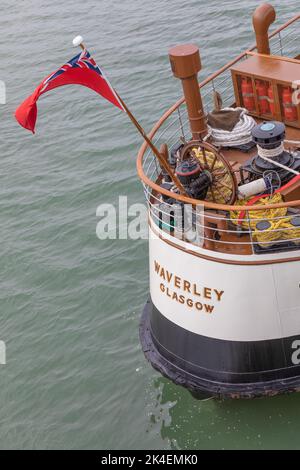 Southend on Sea, Regno Unito. 2nd Ott 2022. Vaporetto Waverley ormeggiato al molo di Southend. La nave era dovuta alla navigazione verso Clacton, ma i danni alla pala a dritta hanno fatto sì che la navigazione in questi giorni venga annullata. Penelope Barritt/Alamy Live News Foto Stock