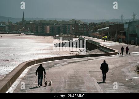 Vista sul lungomare di Portobello Beach a Edimburgo, Scozia, Regno Unito Foto Stock