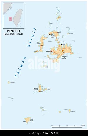 Mappa dell'arcipelago taiwanese di Penghu Foto Stock