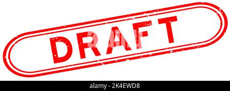 Grunge rosso draft parola sigillo timbro di gomma su sfondo bianco Illustrazione Vettoriale