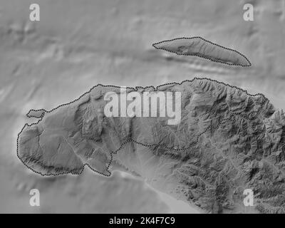 Nord-Ouest, dipartimento di Haiti. Mappa in scala di grigi con laghi e fiumi Foto Stock