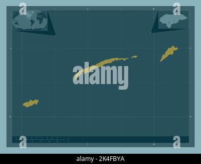 Islas de la Bahia, dipartimento dell'Honduras. Forma a tinta unita. Mappe delle posizioni ausiliarie degli angoli Foto Stock