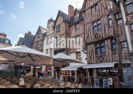 Place Plumereau, le Vieux, Tours Foto Stock