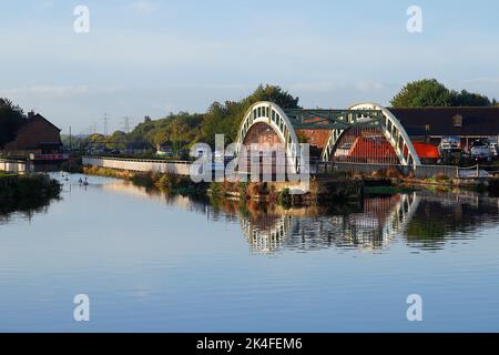 Stanley Ferry Aqueduct vicino a Wakefield, West Yorkshire, Regno Unito Foto Stock