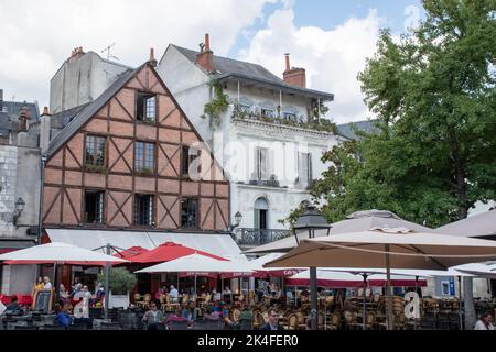 Place Plumereau, le Vieux, Tours Foto Stock