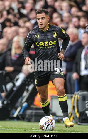 Leeds, Regno Unito. 02nd Ott 2022. Philippe Coutinho #23 di Aston Villa durante la partita della Premier League Leeds United vs Aston Villa a Elland Road, Leeds, Regno Unito, 2nd ottobre 2022 (Foto di Mark Cosgrove/News Images) a Leeds, Regno Unito il 10/2/2022. (Foto di Mark Cosgrove/News Images/Sipa USA) Credit: Sipa USA/Alamy Live News Foto Stock