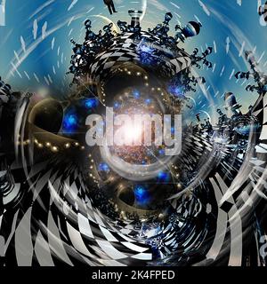 Visioni di un wormhole. Rendering 3D Foto Stock