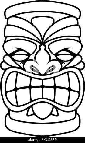 Illustrazione di tiki idol in stile monocromatico. Elemento di design per poster, scheda, banner, emblema, cartello. Illustrazione vettoriale Illustrazione Vettoriale