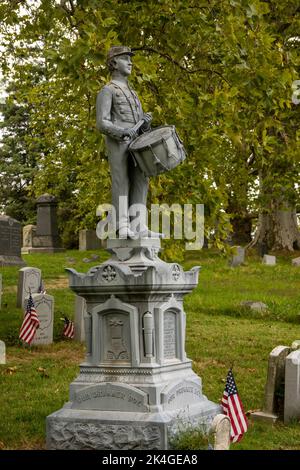 Tombe nel cimitero di Greenwood a Brooklyn, New York Foto Stock