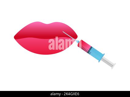 Iniezione di Botox o acido ialuronico. Plastica contorno. Illustrazione del vettore. Illustrazione Vettoriale