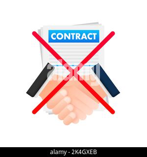 Concetto aziendale di annullamento del contratto. Segno vietato. Illustrazione dello stock vettoriale. Illustrazione Vettoriale