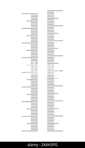 Scala termometro verticale. Markup Celsius e Fahrenheit senza numeri. Modello grafico per strumento di misurazione della temperatura meteorologica. Illustrazione grafica vettoriale Illustrazione Vettoriale