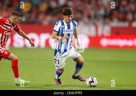 Girona, Spagna. 2nd Ott 2022. David Silva (Sociedad) Calcio : spagnolo 'la Liga Santander' incontro tra Girona FC 3-5 Real Sociedad presso l'Estadi Montilivi a Girona, Spagna . Credit: Mutsu Kawamori/AFLO/Alamy Live News Foto Stock