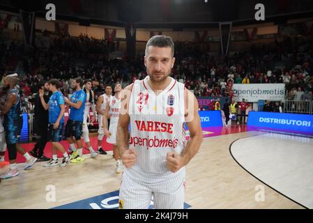21 Giancarlo Ferrero Openjobmetis Varese durante la partita del Campionato LBA Italia tra Openjobmetis Varese e Dinamo Sassari Banco di Sardegna Baske Foto Stock