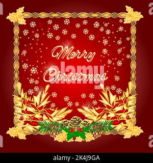 Allegro Natale rosso sfondo vettore Illustrazione Vettoriale
