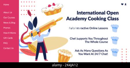 Corsi internazionali di cucina accademica aperta sul web Illustrazione Vettoriale