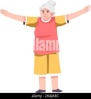 Nonna che lavora fuori facendo esercizi per la salute Illustrazione Vettoriale