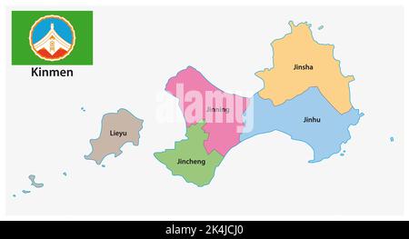 Mappa della suddivisione di Kinmen County Townships, Taiwan Foto Stock