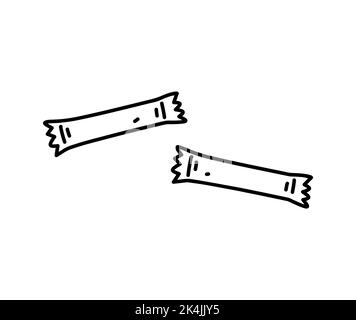 Bustine di zucchero isolate su fondo bianco. Disegno vettoriale a mano in stile doodle. Perfetto per decorazioni, logo, vari disegni. Illustrazione Vettoriale