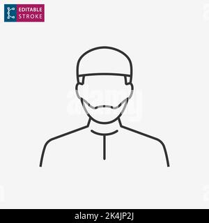 Icona della linea uomo araba su sfondo bianco. Tratto modificabile. Illustrazione vettoriale. Illustrazione Vettoriale