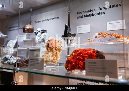 Collezione di minerali nel South Australian Museum Foto Stock