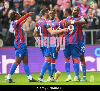 Londra, UK, 01 Ott 2022 - Crystal Palace contro Chelsea - Premier League - Selhurst Park Odsonne Edouard del Crystal Palace celebra il suo obiettivo durante la partita della Premier League contro Chelsea. Foto : Mark Pain / Alamy Live News Foto Stock